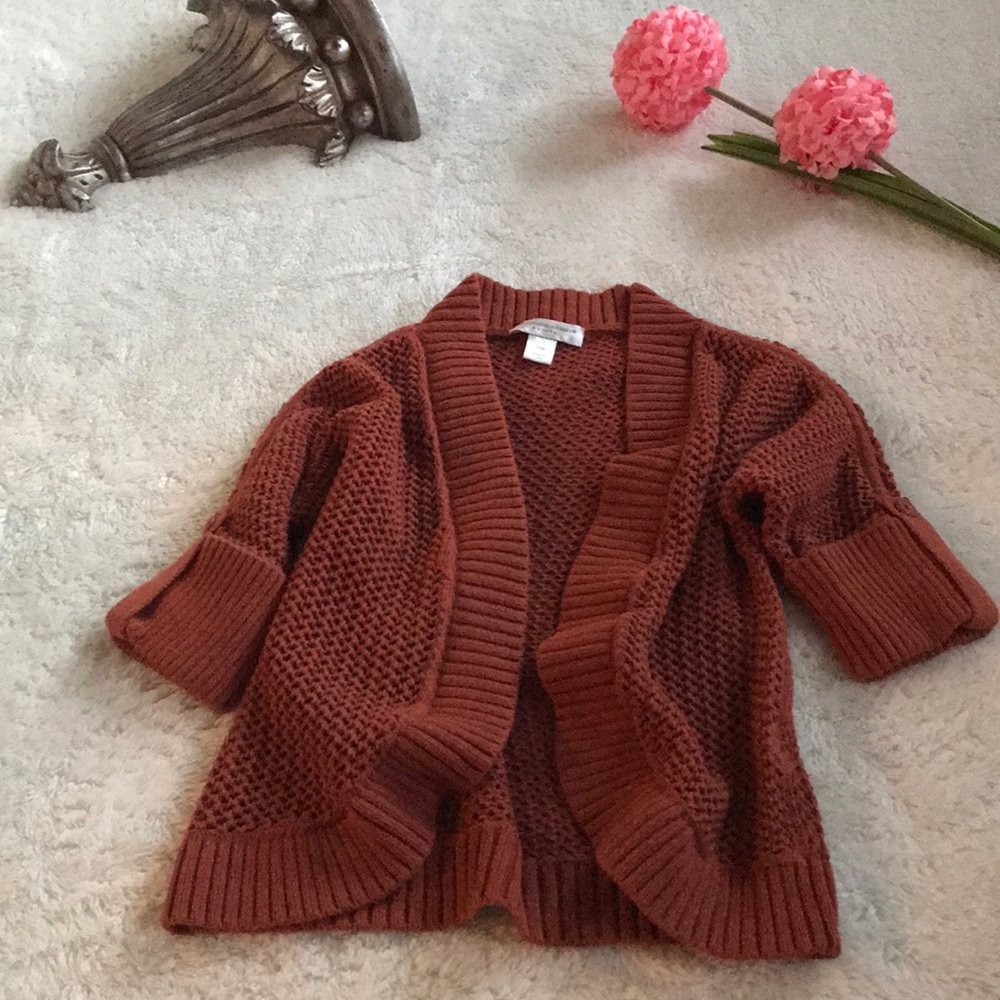 CHRISTOPHER & BANKS Cardigan Loose Knit Orange Size P/M